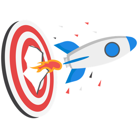 Rocket hitting target  Illustration