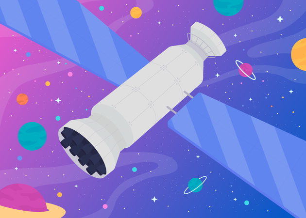 Rocket in open space Illustration