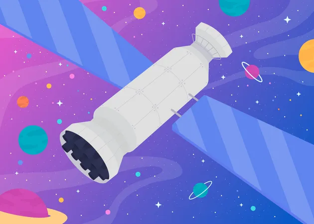 Rocket in open space Illustration