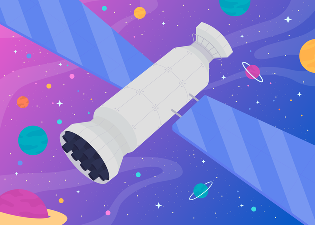 Rocket in open space  Illustration