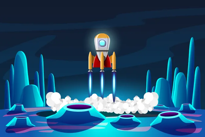 Rocket landing on planet  Illustration