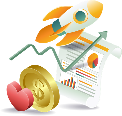 Rocket launch symbol of business development  Illustration