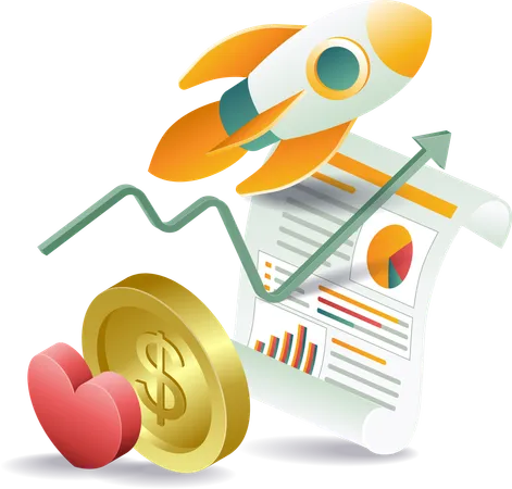 Rocket launch symbol of business development  Illustration