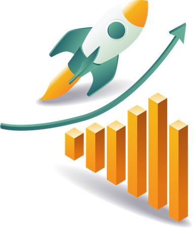 Rocket launch symbol of business growth  Illustration