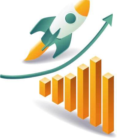 Rocket launch symbol of business growth  Illustration