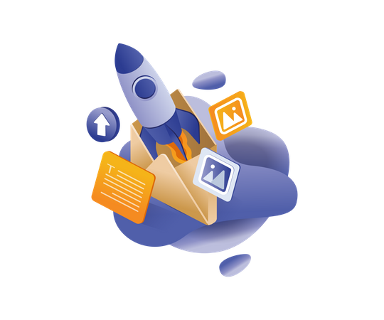 Rocket launched from email marketing  Illustration