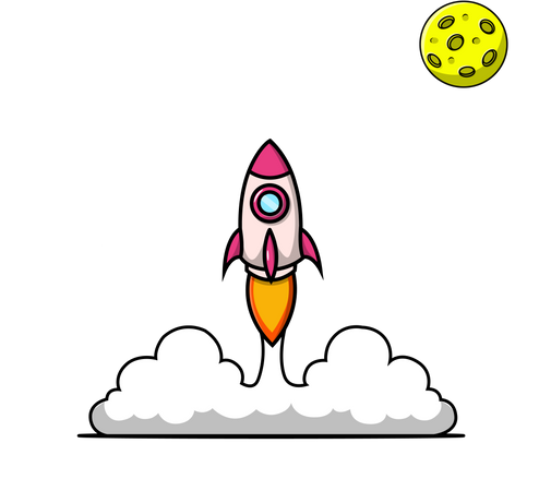 Rocket Launching and Planet  Illustration