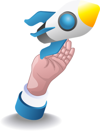 Rocket  on the palm of the hand  Illustration