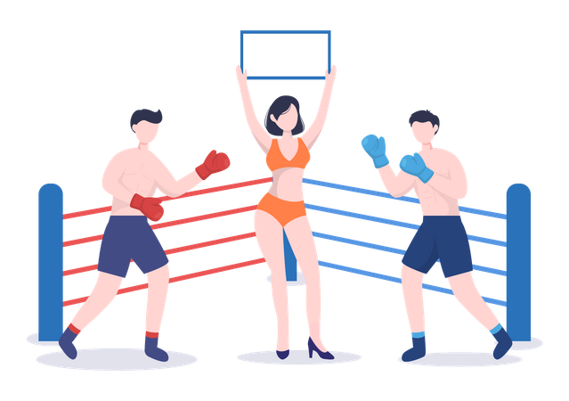 Rodada de luta de boxe  Ilustração