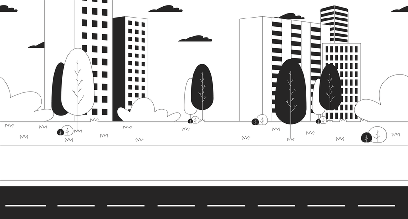 Vida na cidade da estrada  Ilustração