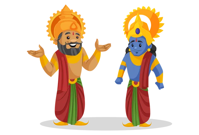 Le roi Dasharatha parle avec Lord Ram  Illustration