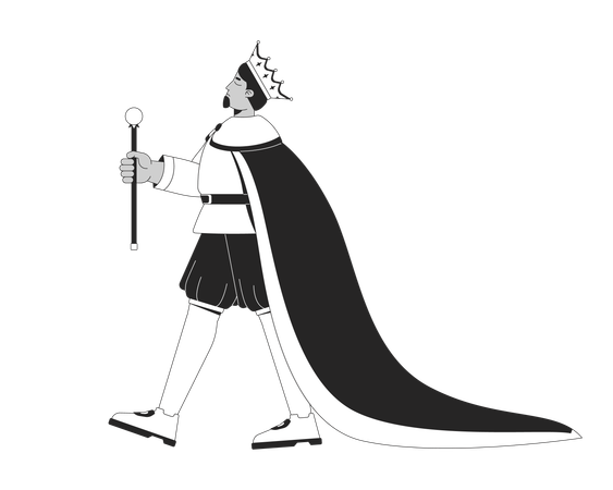 Roi majestueux marchant avec un sceptre  Illustration