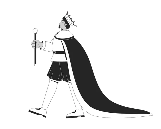 Roi majestueux marchant avec un sceptre  Illustration
