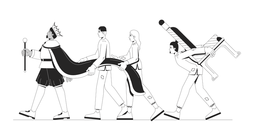 Le roi avance avec l'exploitation de ses serviteurs appauvris  Illustration