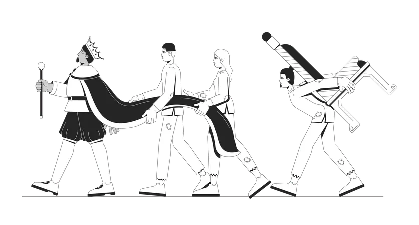 Le roi avance avec l'exploitation de ses serviteurs appauvris  Illustration