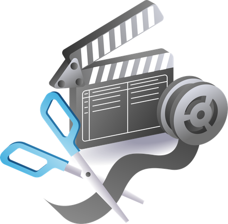 Roll film with scissors  Illustration