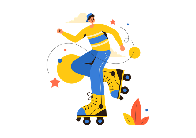 Roller Skating Boy  Illustration