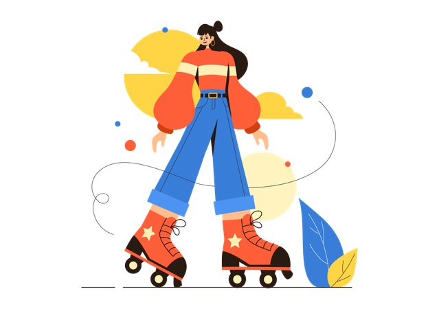 Roller Skating Girl  Illustration