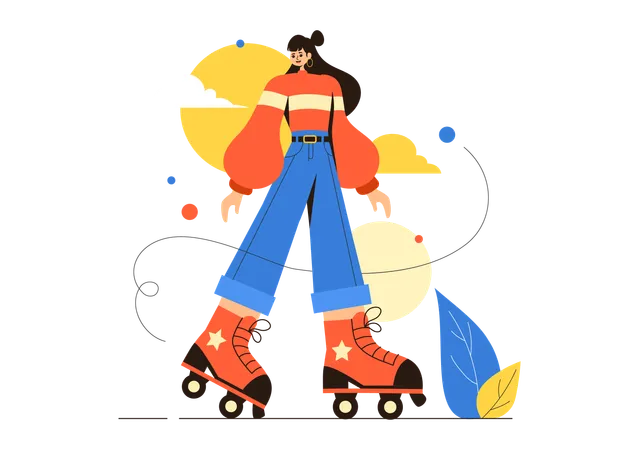 Roller Skating Girl  Illustration