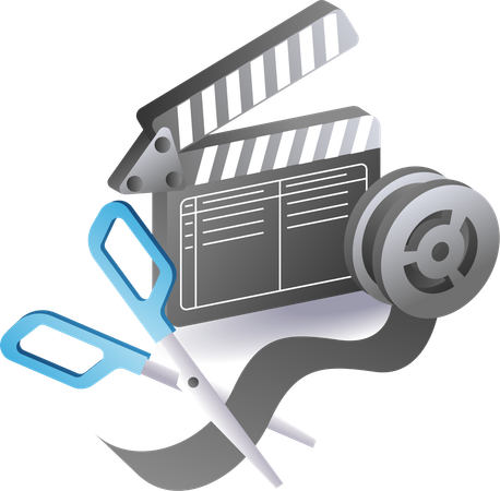 Enrollar película con tijeras  Ilustración