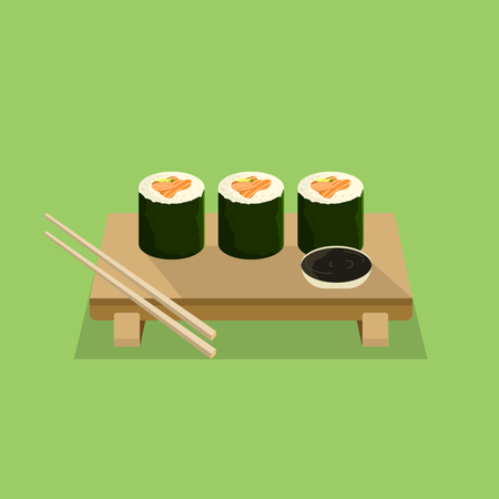 Rollo De Sushi De Comida Japonesa  Ilustración