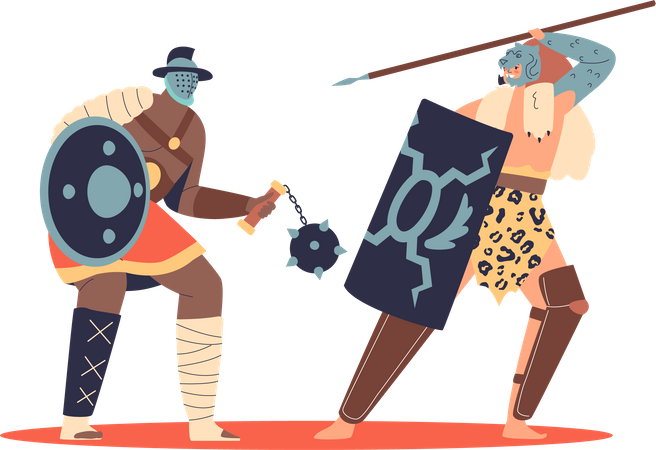 Roman gladiators fighting  Illustration