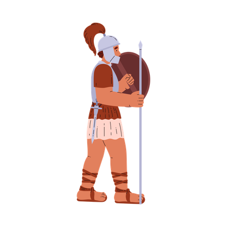 Roman legionary with spear and shield  Illustration