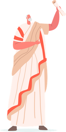 Roman Man in Historical Costume with Scroll in Hand  Illustration