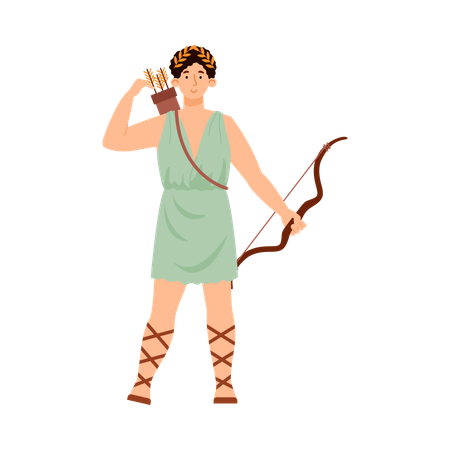 Roman mythology goddess of hunting with bow and arrow  Illustration
