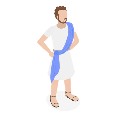 Roman person standing wearing traditional roman outfit  Illustration