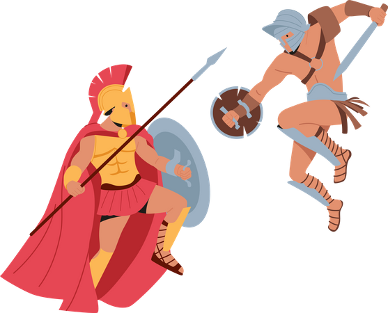 Roman Warriors fight on Coliseum Arena  Illustration