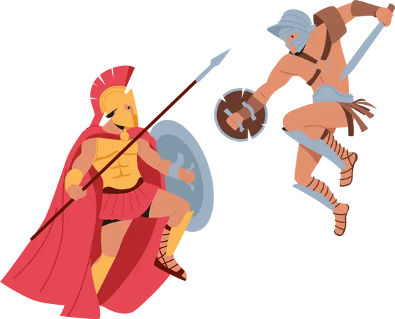 Roman Warriors fight on Coliseum Arena  Illustration