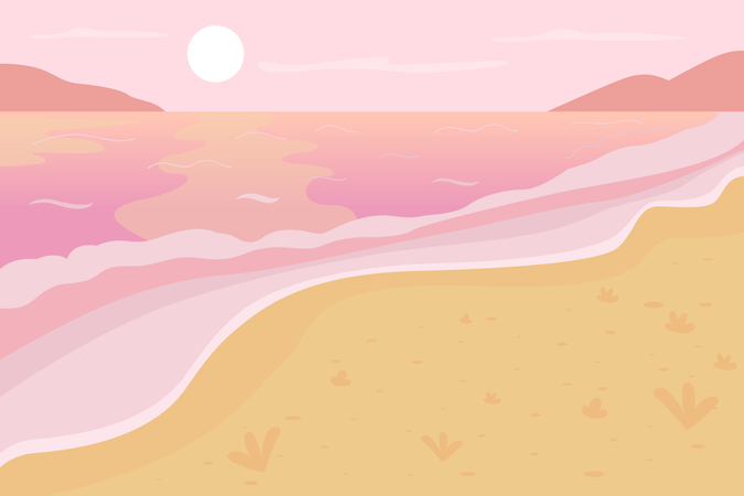 Romantic beach scenery  Illustration