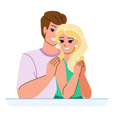 Couple Romantic Vector Love Happy Woman Young Man People Romance Girl Lifestyle Relationship Together Couple Romantic Character People Flat Cartoon Illustration Illustration