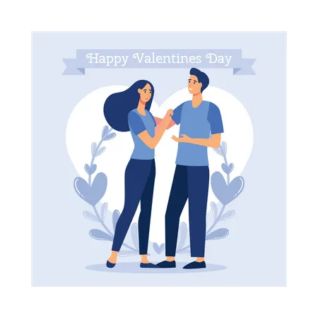 Romantic couple celebrates valentines day  Illustration