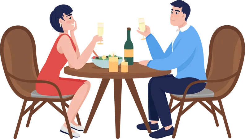 Romantic couple celebrating anniversary Illustration