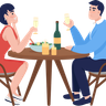 illustrations of couple dinner