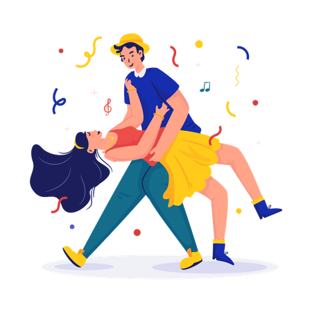 Romantic couple dancing  Illustration