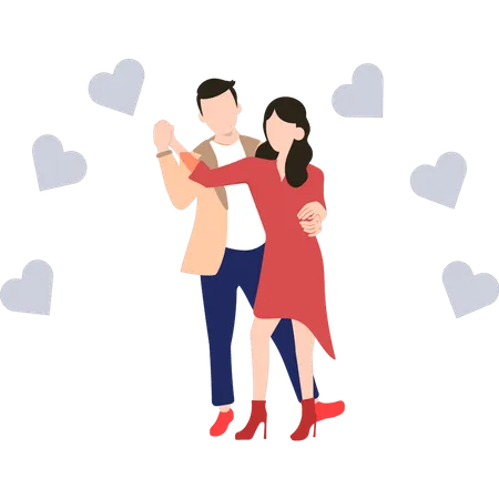 Romantic couple dancing together Illustration