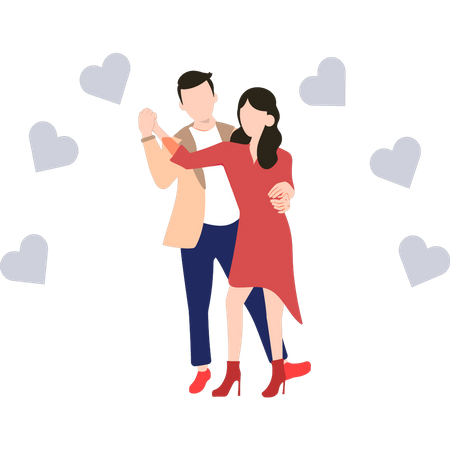 Romantic couple dancing together  Illustration