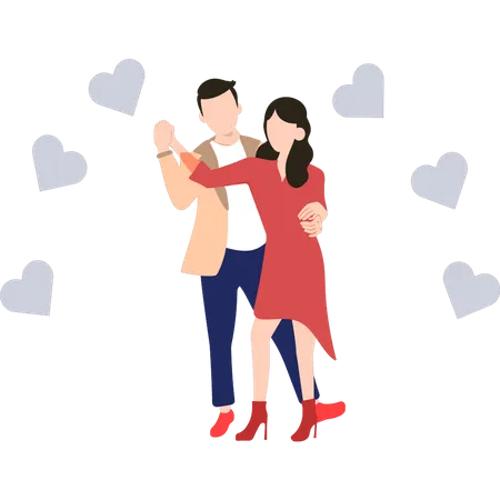 Romantic couple dancing together  Illustration