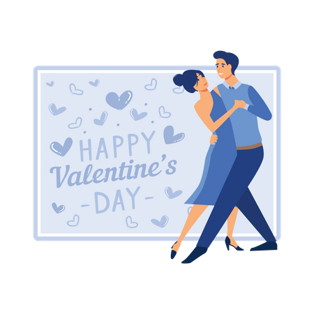 Romantic couple doing dance on valentines day  Illustration