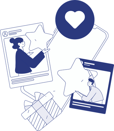 Romantic Couple doing social media communication  Illustration