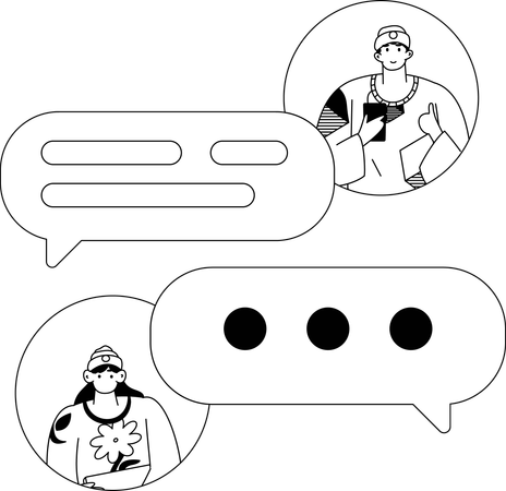 Romantic Couple doing social media communication  Illustration
