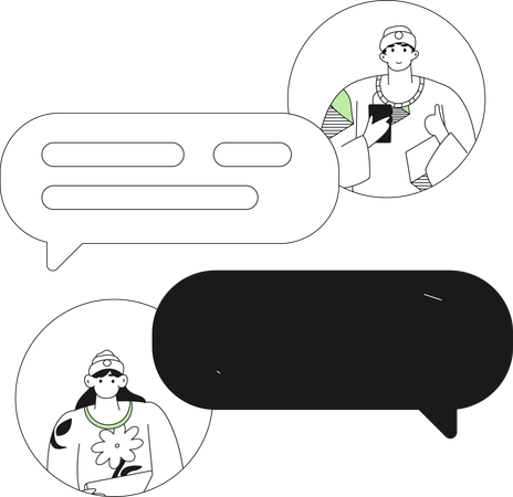 Romantic Couple doing social media communication  Illustration