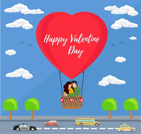 Romantic couple enjoying valentine day  Illustration