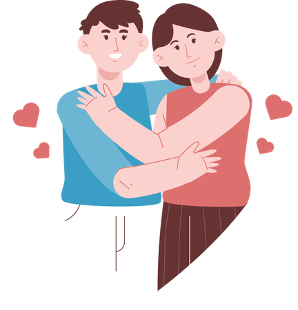 Romantic couple giving hug to each other  Illustration