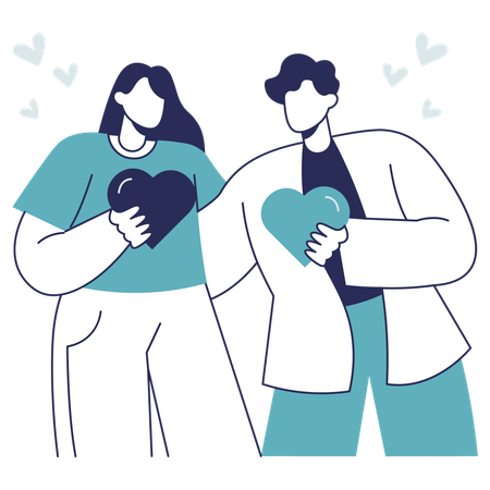 Romantic Couple holding heart  Illustration