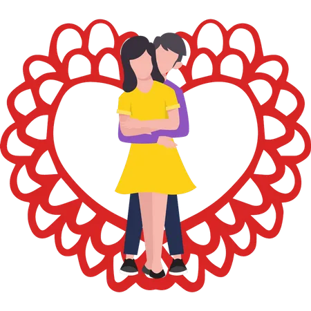 Romantic couple hugging Illustration