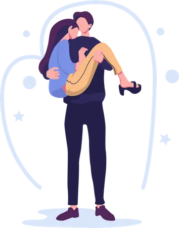Romantic couple hugging  Illustration